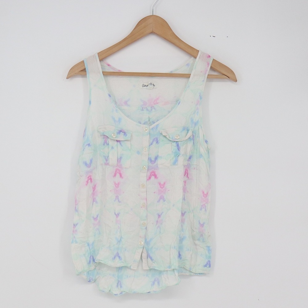 Aeropostale Tank Top Womens M Tie Dye Multicolor Button Down Sleeveless